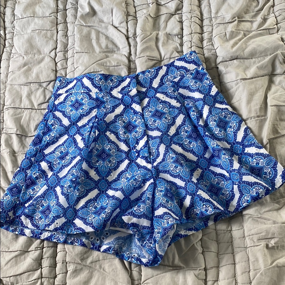 Blue Rain x Francesca’s blue and white shorts
